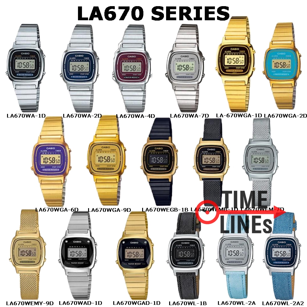 !!ประกัน1ปีและกล่อง CMG!!  CASIO ของแท้  รุ่น LA670 series นาฬิกาผู้หญิง vintage style LA-670 LA670 