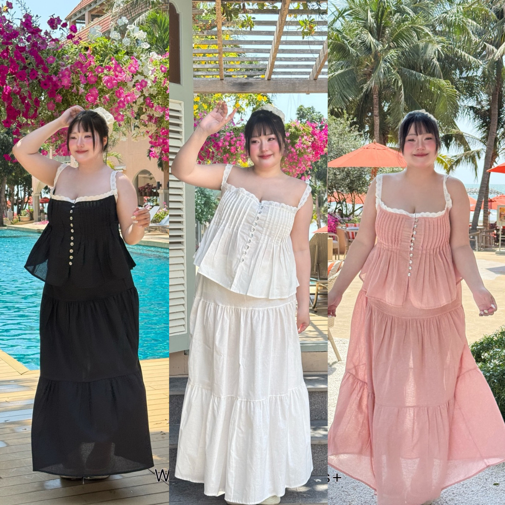 Soft Classy - ชุดเซ็ท 2 ชิ้น เสื้อ + กระโปรง ผ้าดีทรงสวย ชุดไปทะเลสาวอวบ เสื้อสาวอวบ ไซส์ใหญ่