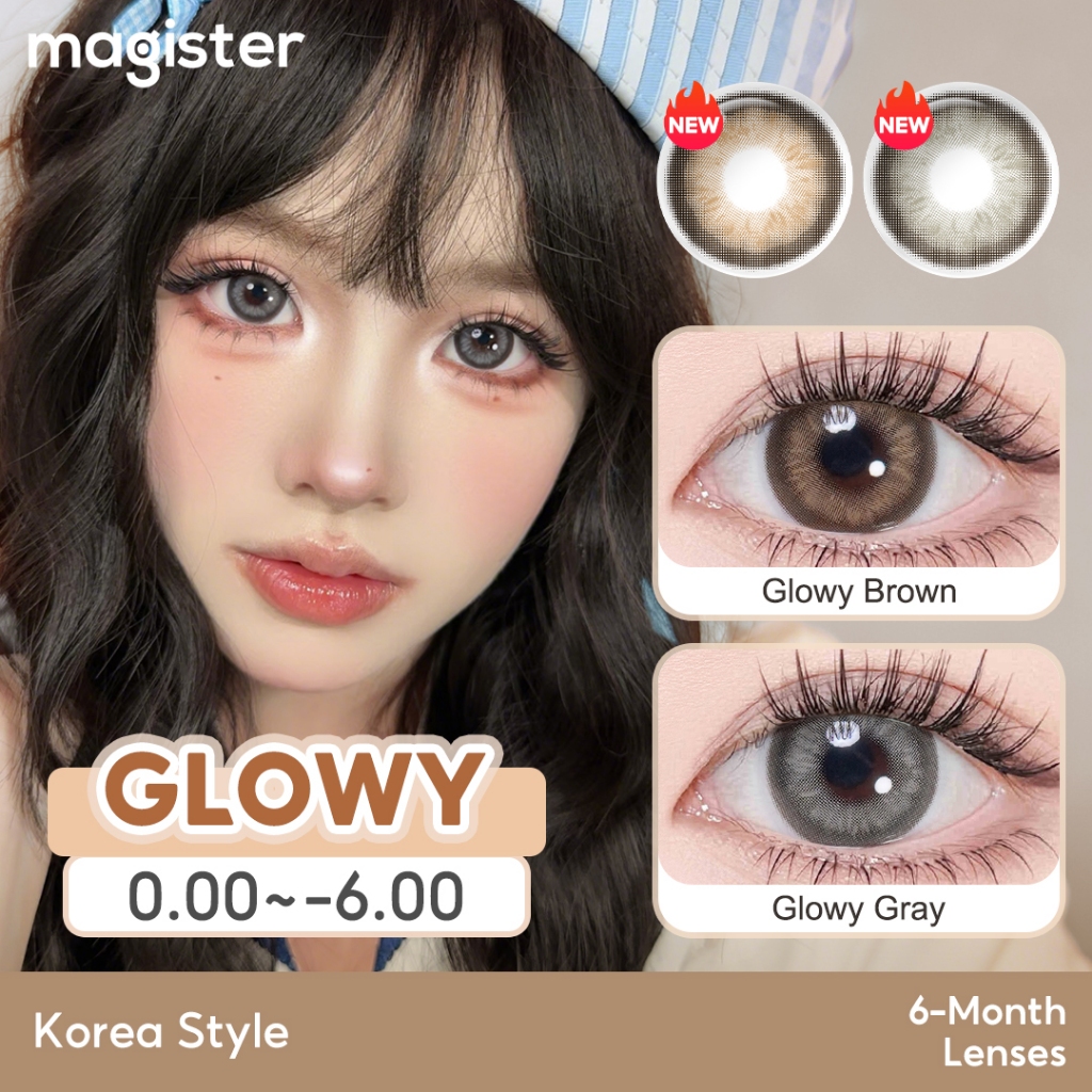 Magister & Realcon คอนแทคเลนส์ Glowy Series แว่นตาสายตาสั้น คอนแทกขยายรูม่านตา Glowy Brown Lens 14.5
