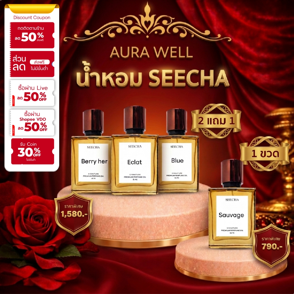 [2แถม1 ต้องกดสามชิ้น] น้ำหอม seecha น้ําหอมสีชา seecha oil perfume น้ำหอม สีชาออยล์น้ำหอม (1 ขวด ขนาด50ml.)