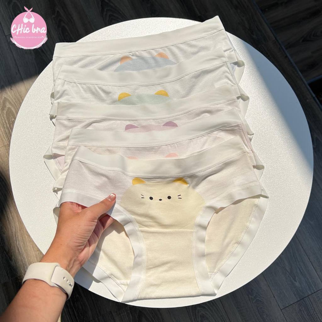 CHIC BRA [แพ็ค 5 ตัว] Cat collection กางเกงในลายแมว กางเกงในเนื้อผ้านุ่ม ยืดหยุ่นได้ดีทรงเต็มทรง ราคา ถูกที่สุด ดีลบีเคเค แกลเลอรีภาพที่ 2