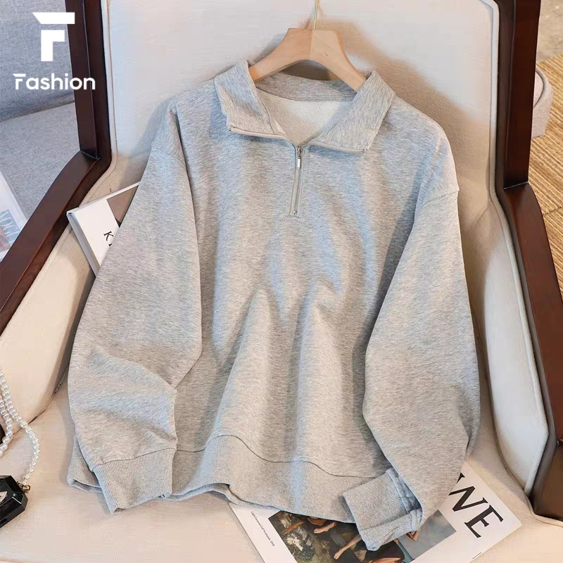 เสื้อสเวตเตอร์แขนยาว unisex เรียบๆ สไตล์เกาหลี  ทรงโอเวอร์ไซส์ฟรีไซส์ เนื้อนิ่ม ใส่สบาย ส่งฟรี
