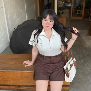 Pecan Short Jeans น้องยีนส์ถั่วพีแคน🤎🥥🥑 ยีนส์ขาสั้นสีน้ำตาล ยีนส์สาวอวบอ้วน | Geebeety