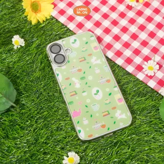 NEW Laongmoon เคสไอโฟนขอบเงิน พิมพ์ลาย Little Garden Collection สำหรับ iPhone 12 13 14 15 16 17