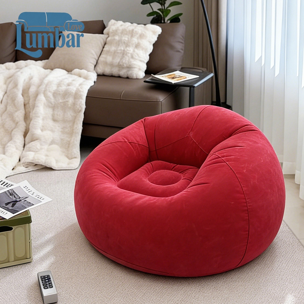 โซฟาเป่าลม โซฟาเป่าลมมินิ เก้าอี้เป่าลมมินิ วัสดุ Flocking PVC ฟรีปั้มลม ใช้ได้ทั้งเด็กและผู้ใหญ่