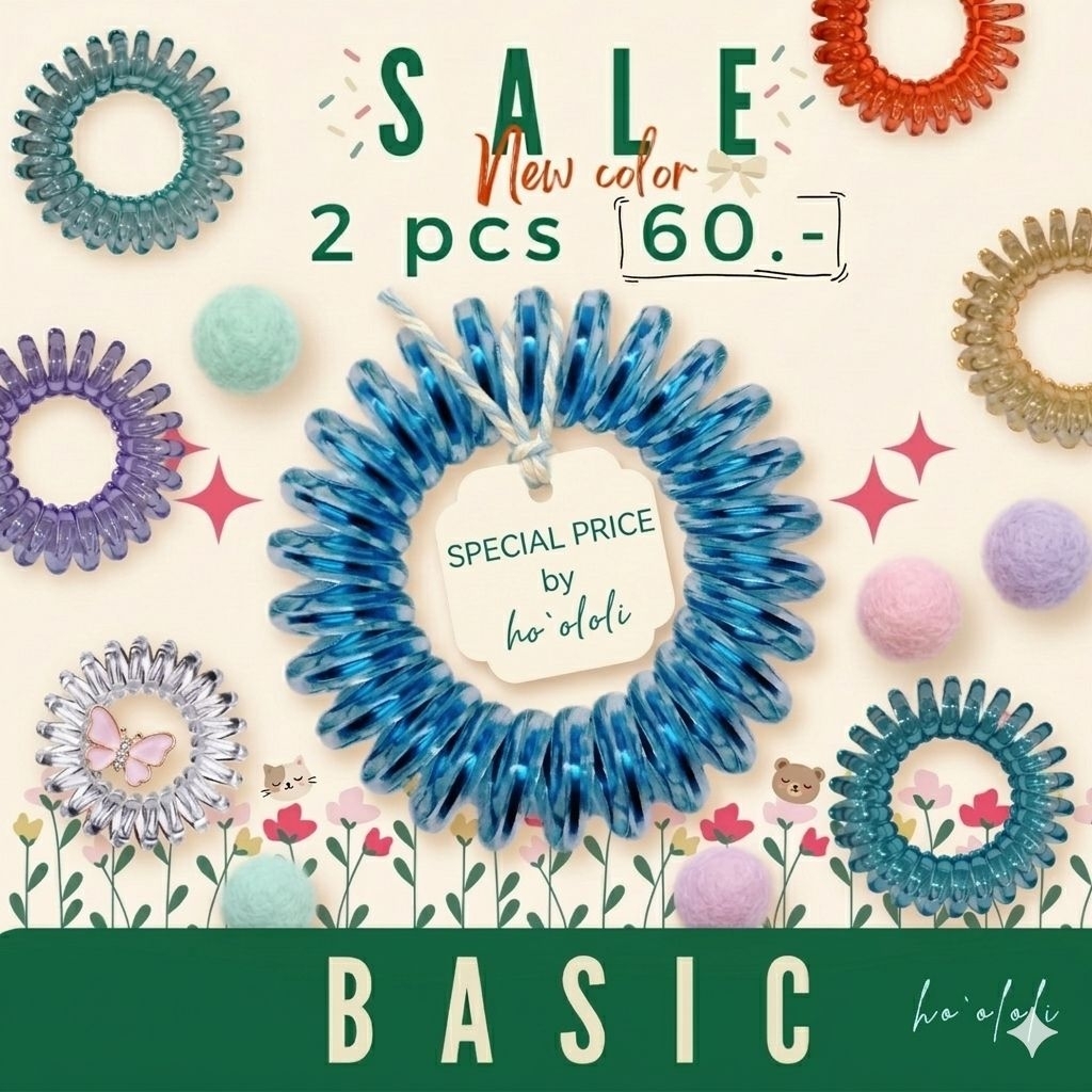 2 ชิ้น 60 ❤ยางรัดผมไม่ทิ้งรอย Ho'ololi Basic : เลือกสีได้ตามใจชอบ Color your Style