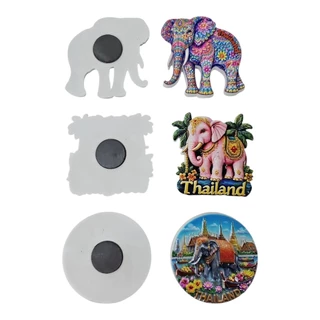 JAแม่เหล็กติดตู้เย็นช้างไทยแลนด์ เรซิ่น 3D ลายช้างมงคล Thailand Souvenir