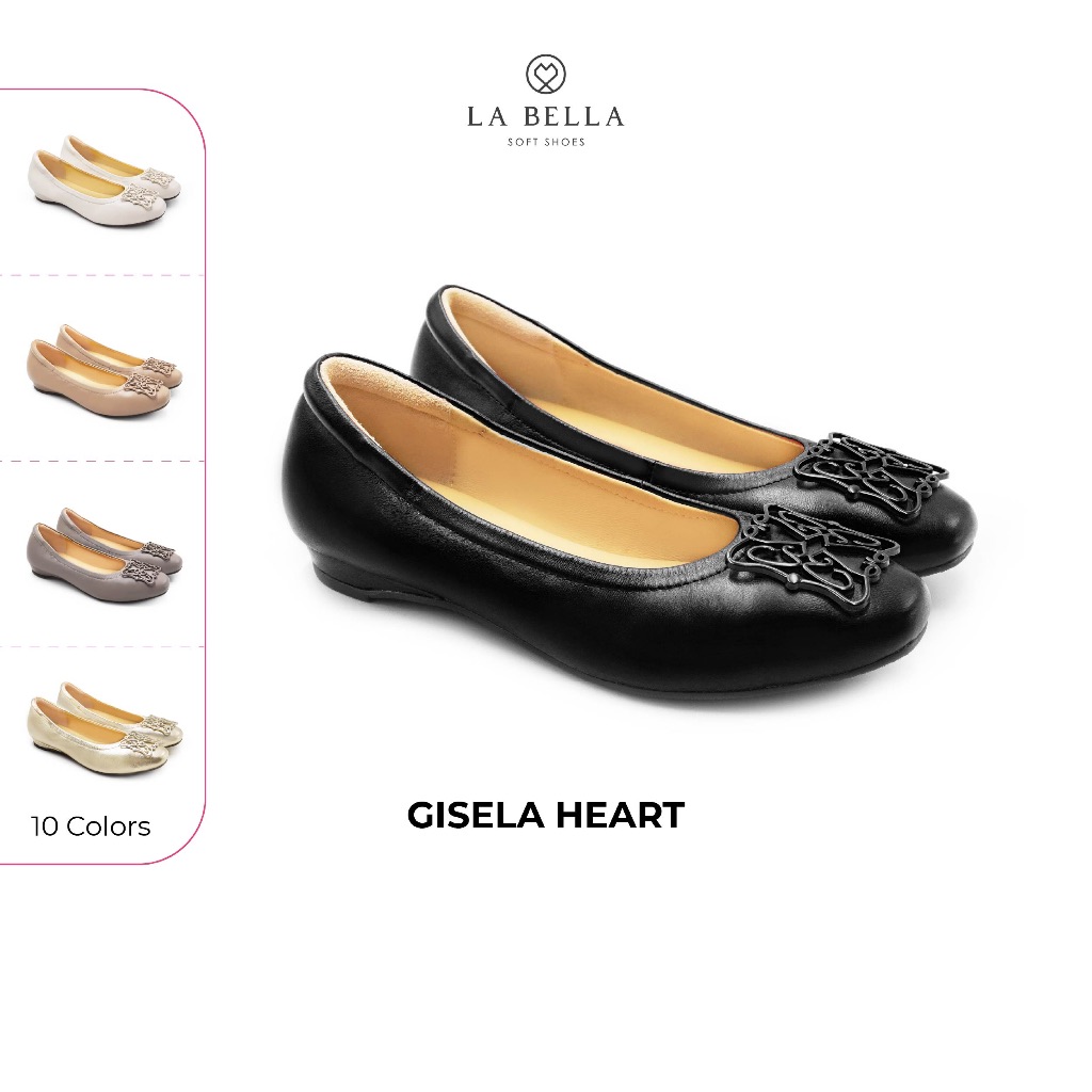 LA BELLA รองเท้าคัชชูหนังแกะ รุ่น GISELA HEART 10 สี