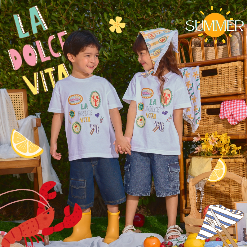 e'clat เสื้อยืดเด็ก เสื้อผ้าเด็ก 1-6 ขวบ สีขาวพิมพ์ลาย ใส่สบาย ใส่ได้ทั้งเด็กชาย และเด็กหญิง 8168