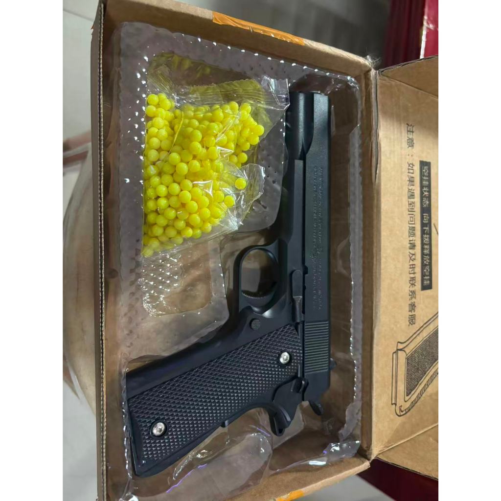 MJK M1911 ทำจากพลาสติก (สีดำ / ทราย) 6MM - BB, ของเล่นเด็กปีนเขา, ล็อคขนาดเล็ก