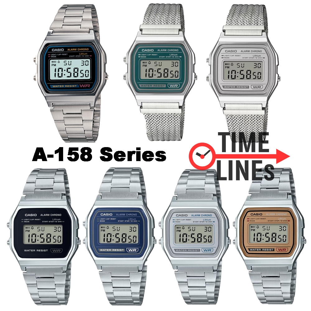 !!ประกัน 1 ปี กล่อง CMG!! CASIO รุ่น A158 นาฬิกาข้อมือ digital เรียบง่าย มีสไตล์ คลาสสิก A158WEM A158WEWA