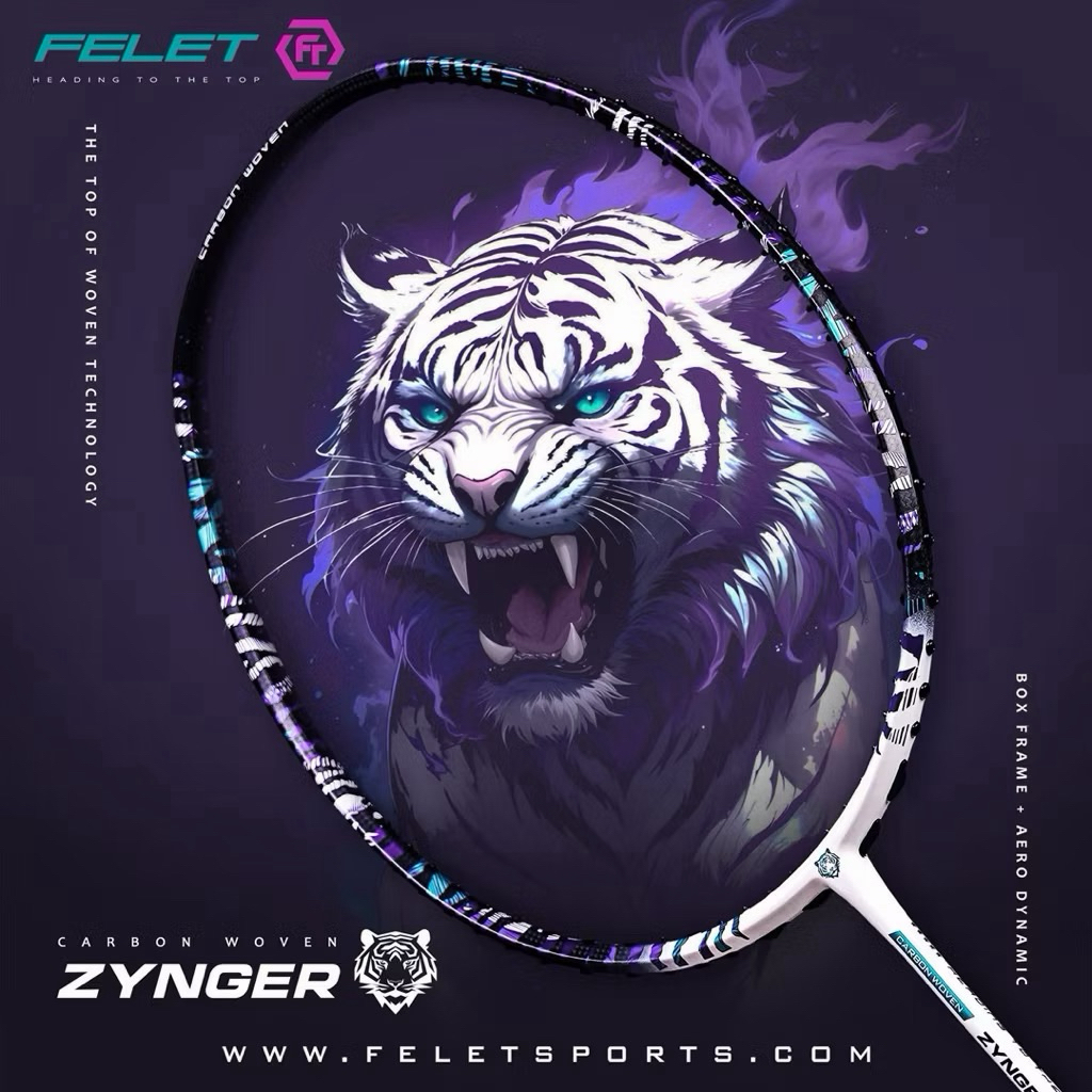 🐯ไม้แบดมินตัน Felet Carbon Woven Zynger 2 IN 1 เฟรม ฟรีเอ็น กริป ซอง ประกันศูนย์ Felet Thailand