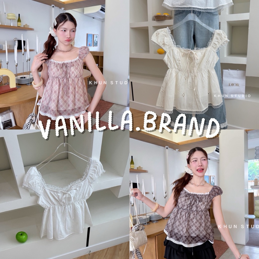 เสื้อแขนดอลลี่ แต่งโบว์ ใส่เป็นปาดไหล่ได้ -ttmkn / VB0495