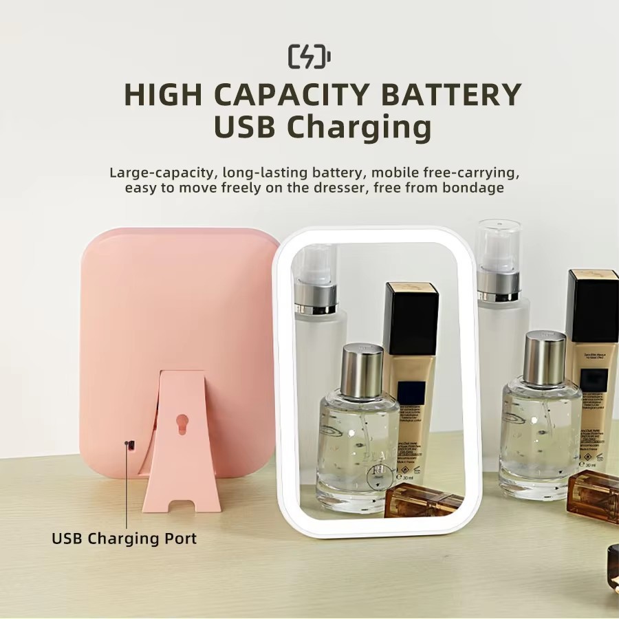 กระจกแต่งหน้า LED แบบใหม่ ไฟ 3 สี ระบบควบคุมสัมผัส ชาร์จ USB สะดวกทุกสถานการณ์