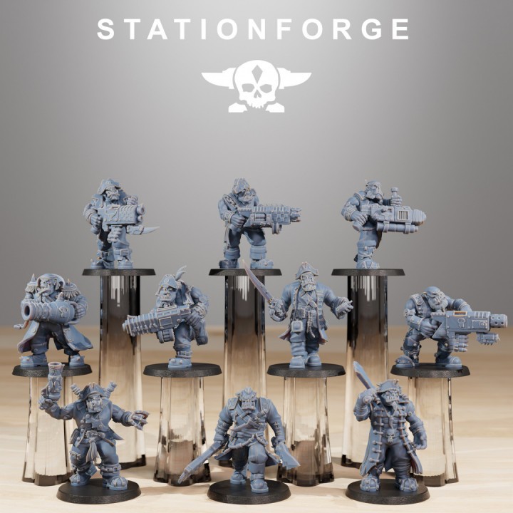 Orkaz Pirates งาน Resin Miniature Model สำหรับ Tabletop Board Game ตั้งโชว์
