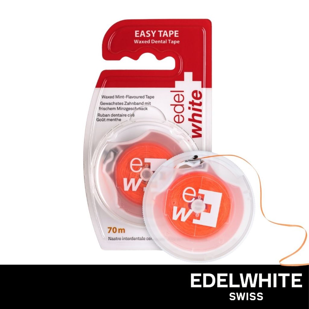 [ซอกฟันแน่น-เจ็บเหงือกง่าย] EDELWHITE Easy Tape ไหมขัดฟันชนิดแบน ยาว 70 เมตร