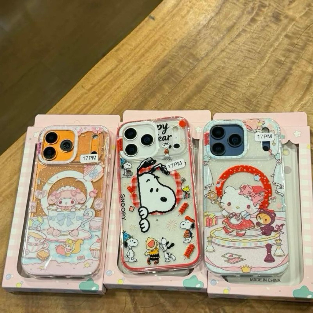 เคสกลิตเตอร์สกรีนลาย มีที่ชาร์จไร้สาย งานขอบ 2 ชั้น ขอบนิ่ม มาใหม่สวยๆ