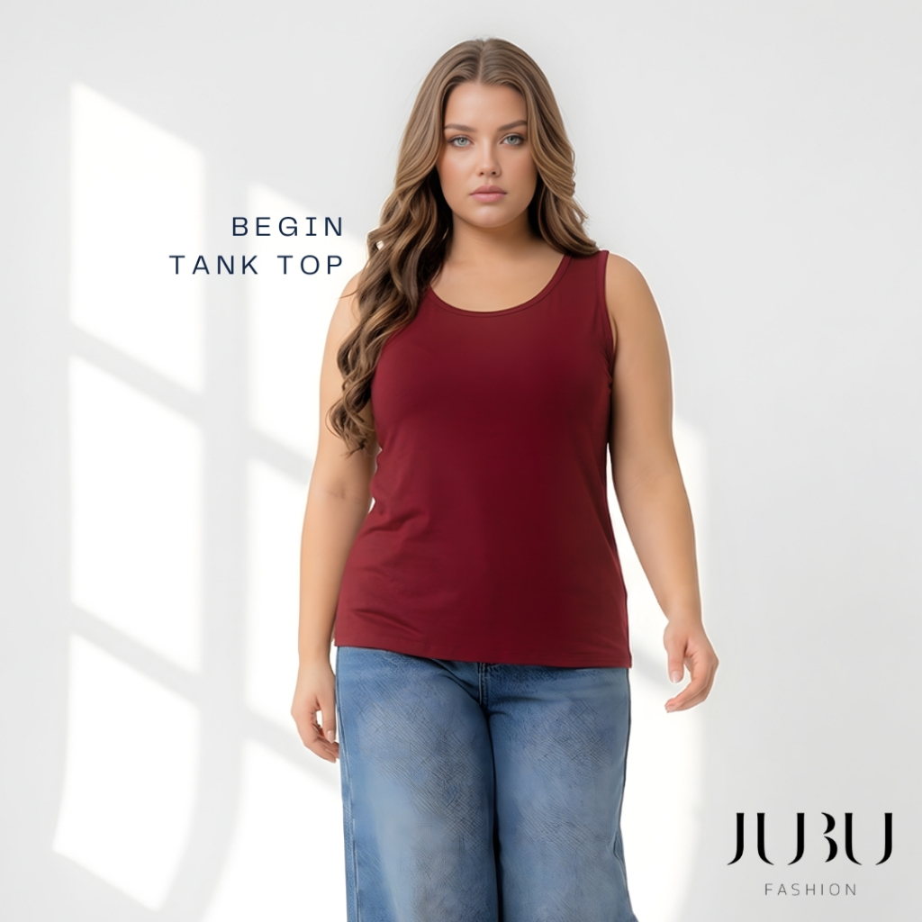 Begin Tank Top เสื้อกล้ามไซส์ใหญ่ ผ้าเรย่อนเนื้อนิ่ม เสื้อสาวอวบ Freesize อก35-48 นิ้ว พร้อมส่ง#464
