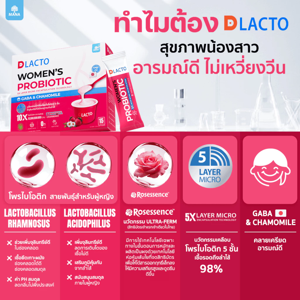 [5 แถม 2] DLACTO  Women's Probiotic  โพรไบโอติกส์ สุขภาพน้องสาว  อารมณ์ดี ไม่เหวี่ยงวีน thumbnail 5
