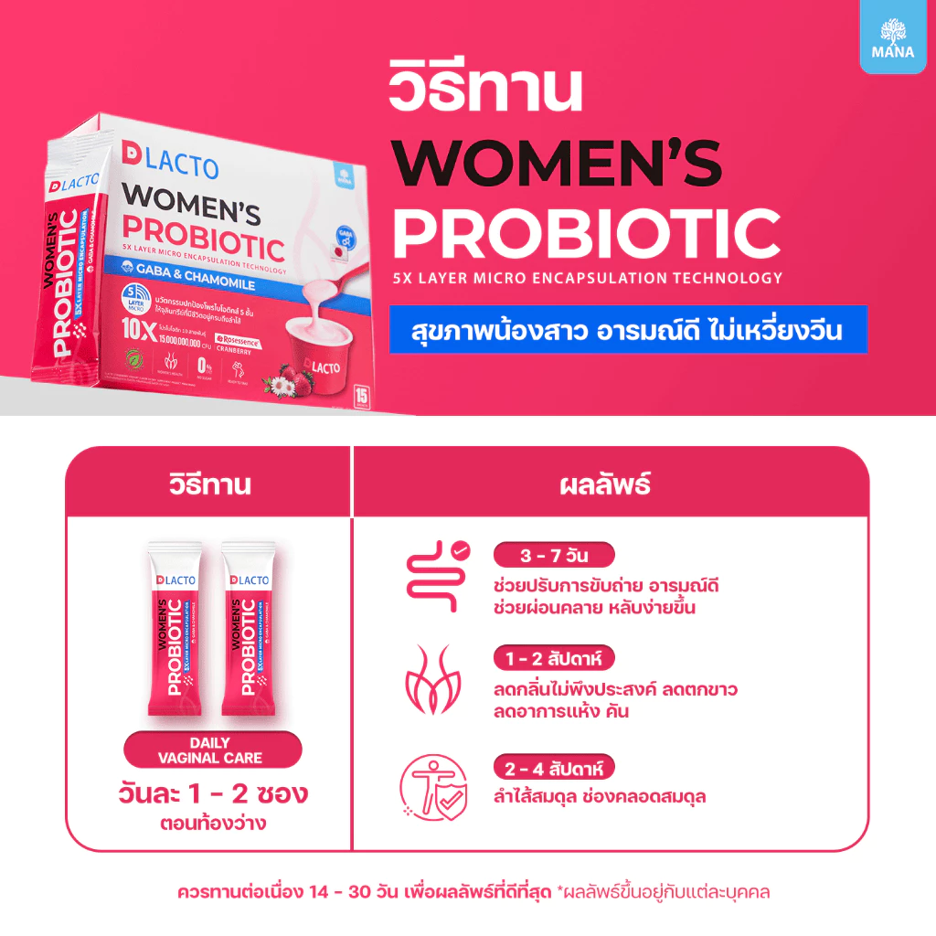 [5 แถม 2] DLACTO  Women's Probiotic  โพรไบโอติกส์ สุขภาพน้องสาว  อารมณ์ดี ไม่เหวี่ยงวีน thumbnail 9