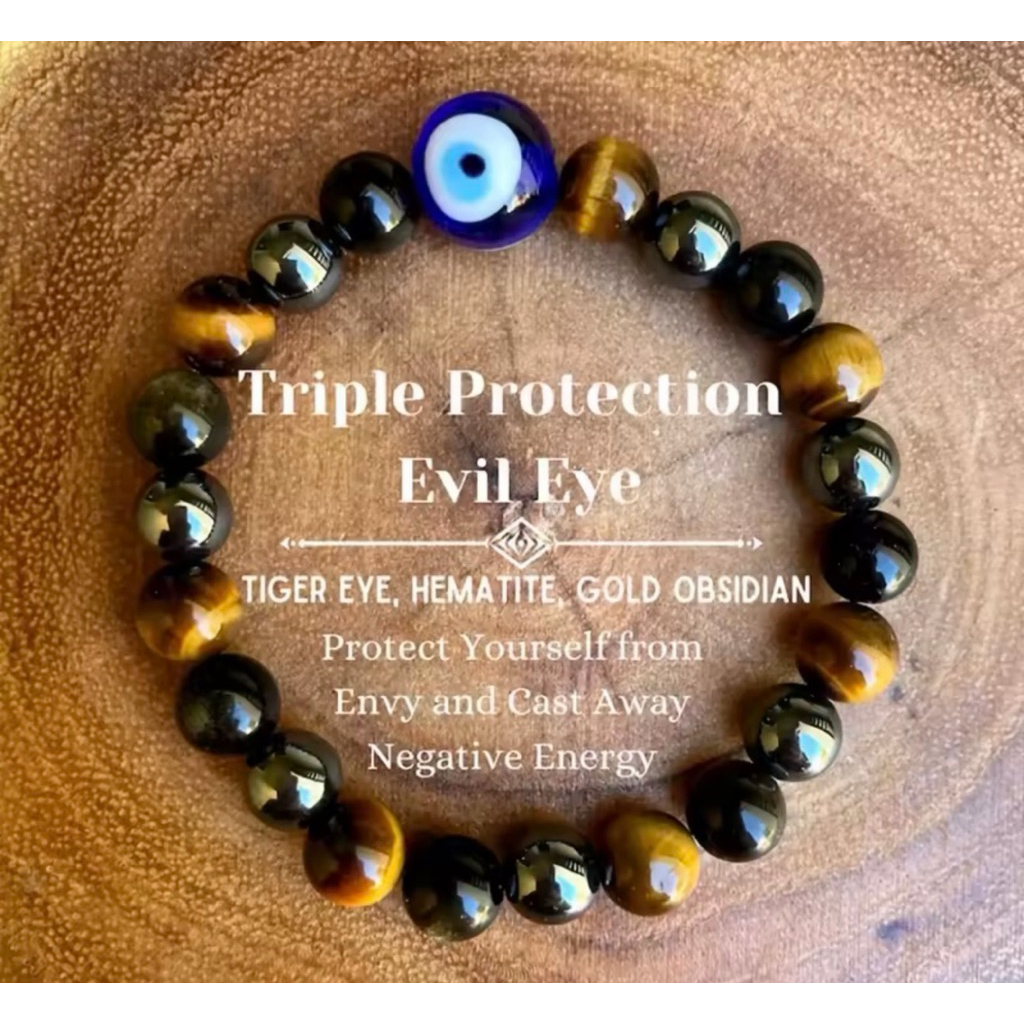 กำไลข้อมือ Evil Eye หินแท้ธรรมชาติ ช่วยในการป้องกัน Evil Eye เป็นแก้วแท้จากตุรกี ขนาดข้อมือ 16-17 cm