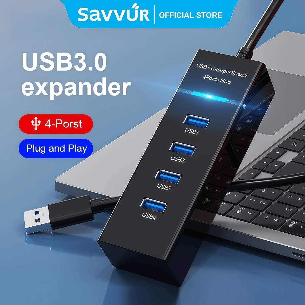 ฮับ USB 3.0 4 พอร์ต 5Gbps ยาว 30 ซม.