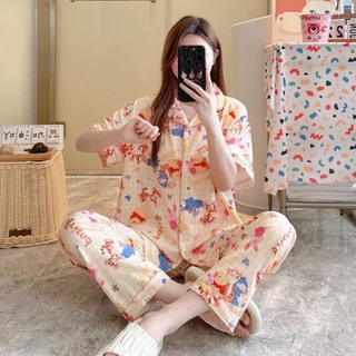 🔥มาใหม่พร้อมส่ง🔥 ชุดนอนผ้าไหมอิตาลี่ เเขนสั้น-ขายาว ผ้าดี มีหลายลายให้เลือก ฟรีไซส์ SL-1