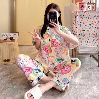 🔥มาใหม่พร้อมส่ง🔥 ชุดนอนผ้าไหมอิตาลี่ เเขนสั้น-ขายาว ผ้าดี มีหลายลายให้เลือก ฟรีไซส์ SL-1