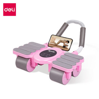 Deli เครื่องบริหารหน้าท้อง ล้อลูกกลิ้งออกำลังกาย มีที่วางโทร…
