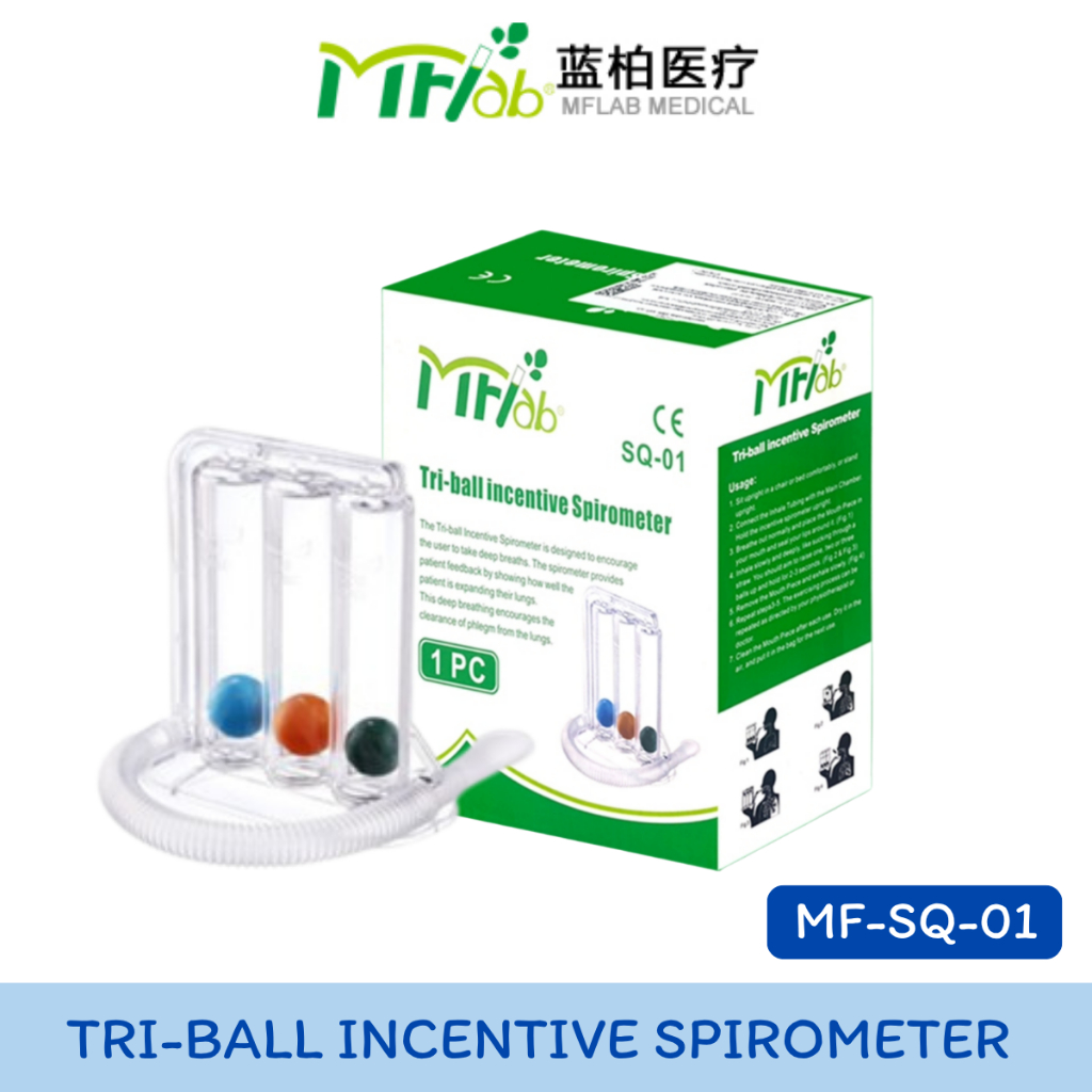 MFLAB Triball Incentive Spirometers 1200ml ลูกบอลบริหารปอด สำหรับหอบหืด สำหรับปวดแฟบ เพิ่มการขยายตัวปอด.
