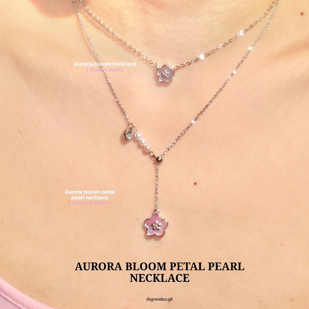 สร้อยคอ Aurora Bloom Petal Pearl Necklace วัสดุพิเศษ Mother of Pearl - The Green Box รูปที่ 3