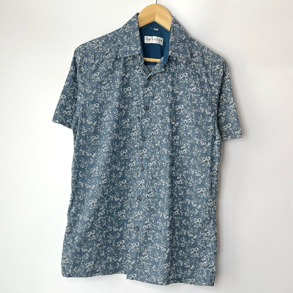 เสื้อเชิ้ตผู้ชาย ผ้าฝ้าย ลายดอกไม้ แบรนด์แท้ Guy-Laroche Flower Shirt
