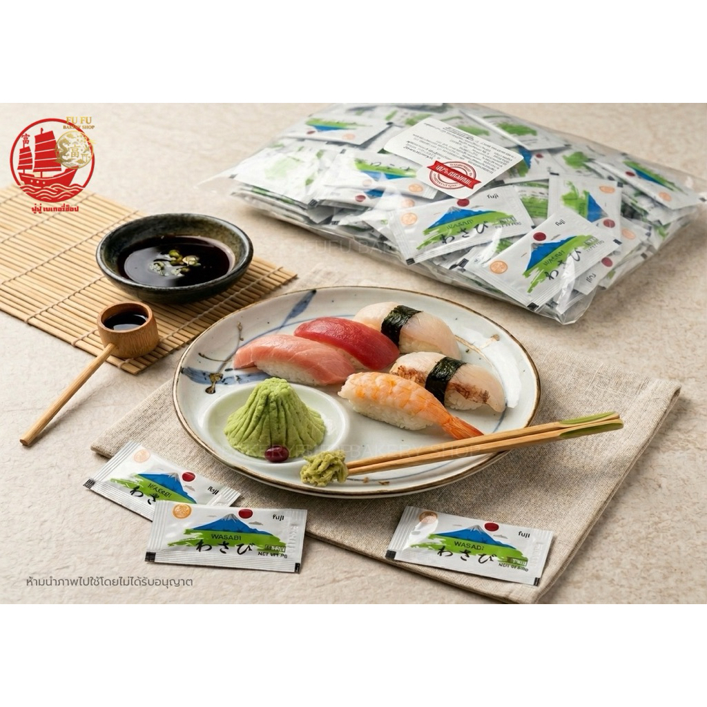 วาซาบิฟูจิ Fuji ขนาด 3 กรัม (แพค 200 ซอง) 🍣🥢 🔥สินค้าขายดี  ร้านนี้ส่งฟรี 🔥^^ 富士 ^^
