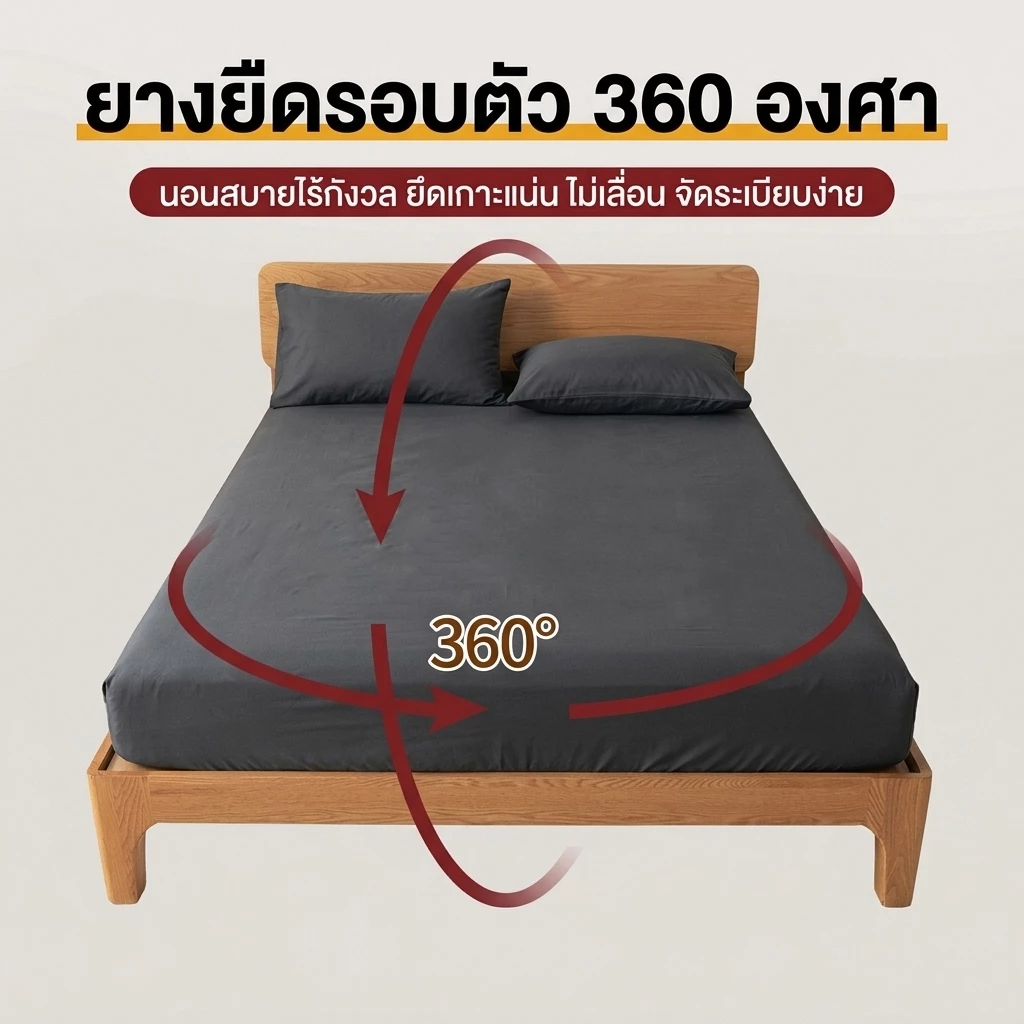 INFUN ผ้าปูที่นอนกันไรฝุ่น สีพื้น 3ฟุต 3.5ฟุต 5ฟุต 6ฟุต สูง10นิ้ว thumbnail 3
