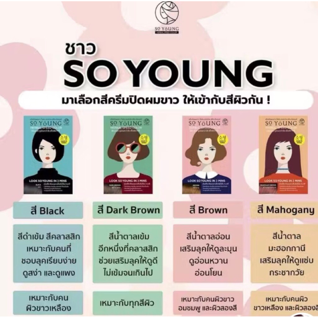 (10แถม2)ครีมปิดผมขาว So Youngสีติดไวใน3นาที