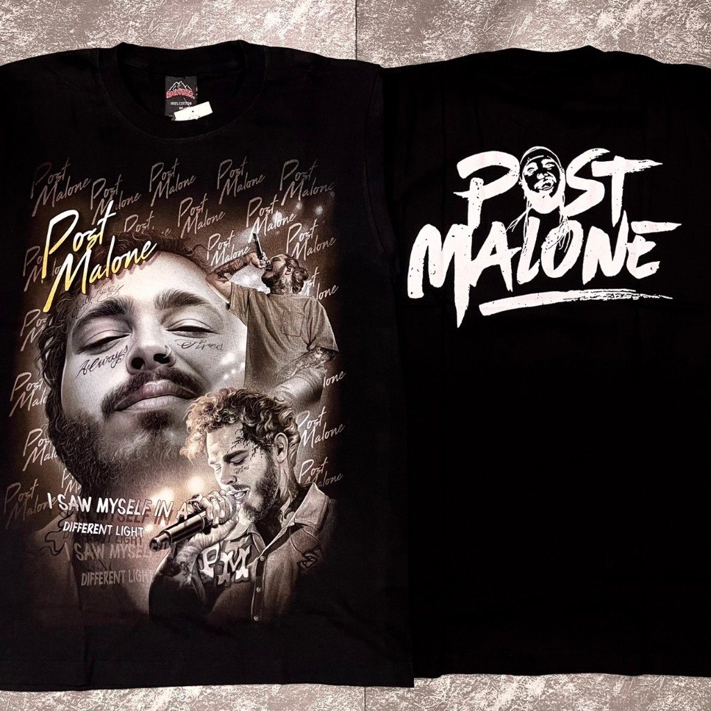 เสื้อยืด Post Malone น้ำตาล(ป้ายRocktee เรืองแสง) ผ้าCotton100