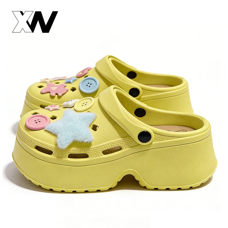 XWbrand   รองเท้าแตะหัวโตหัวโตตัวติดรองเท้าถอดได้ เสริมส้น พื้นหนา เพิ่มลุคให้ดูเนียนนา เหมาะกับนักเรียน กันกลิ่น
