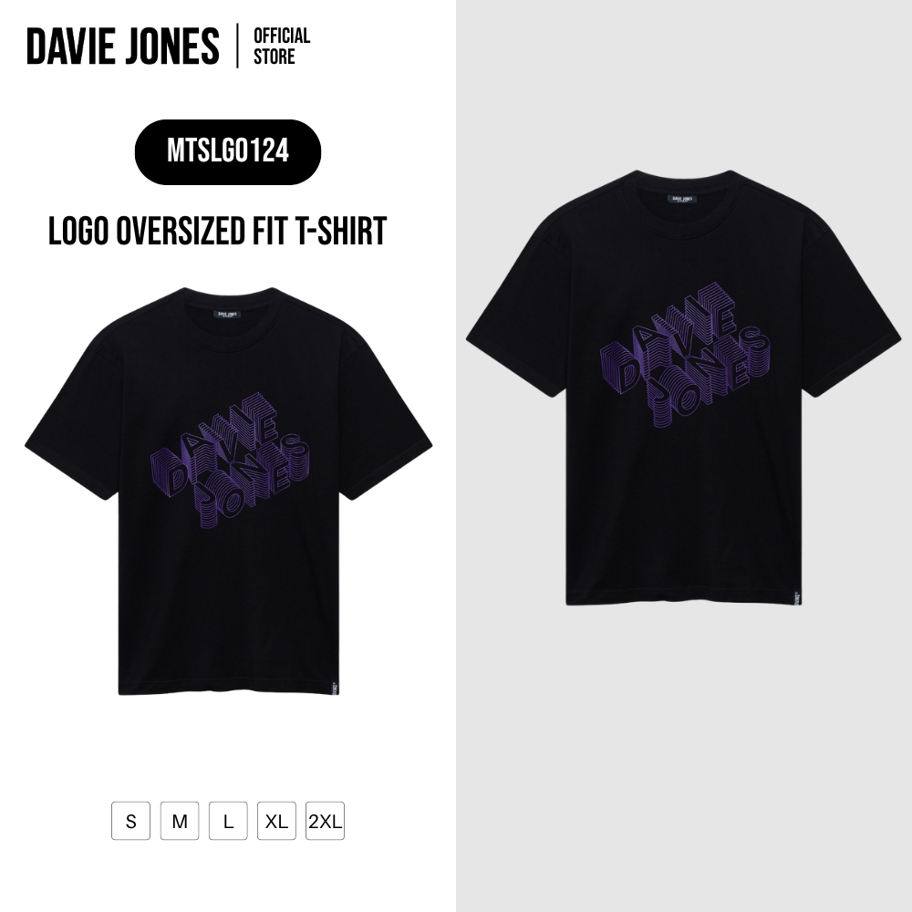 DAVIE JONES [BE FEARLESS] เสื้อยืดผู้ชาย Logo Oversized Fit T-Shirt สีดำ LG0124