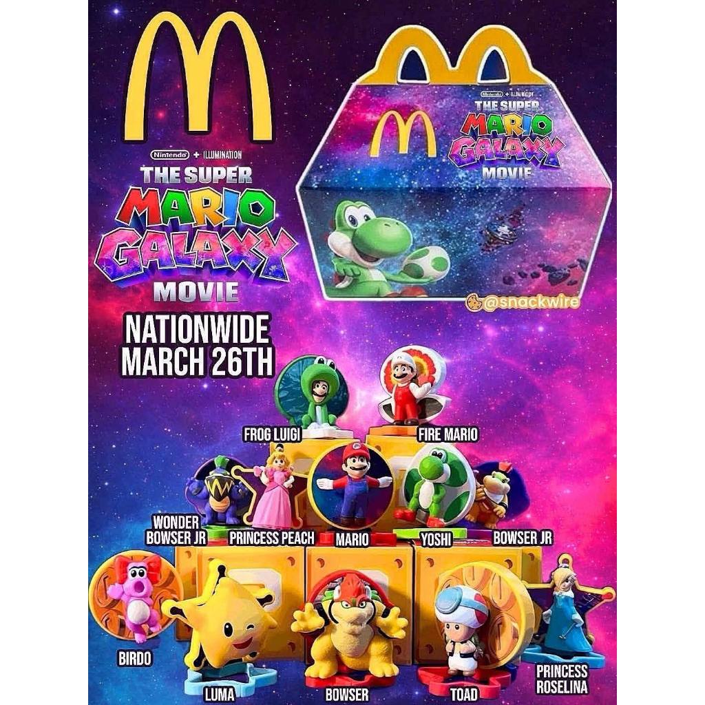 มาริโอ้ THE SUPER MARIO GALAXY แฮปปี้มีล Mcdonalds HAPPY MEAL  ใหม่ในกล่อง มีทั้งหมด10ลาย ลงเพิ่มอาทิตย์ละ2ลาย