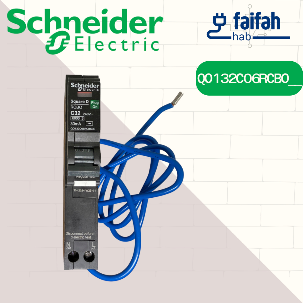 Schneider Electric เซอร์กิตเบรกเกอร์ลูกย่อย กันดูด ป้องกันไฟรั่ว/ไฟดูด ชนิด 1 โพล  รหัส QO__C06RCBO30