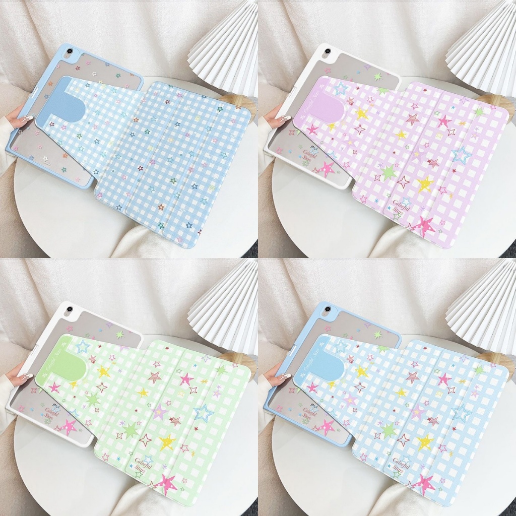⚡พร้อมส่ง⚡case iPad Air7 Air8 Gen12 ที่ใส่ปากกา colorful star เคสiPadหมุน 360° Gen11 Gen10 Air6 Gen9