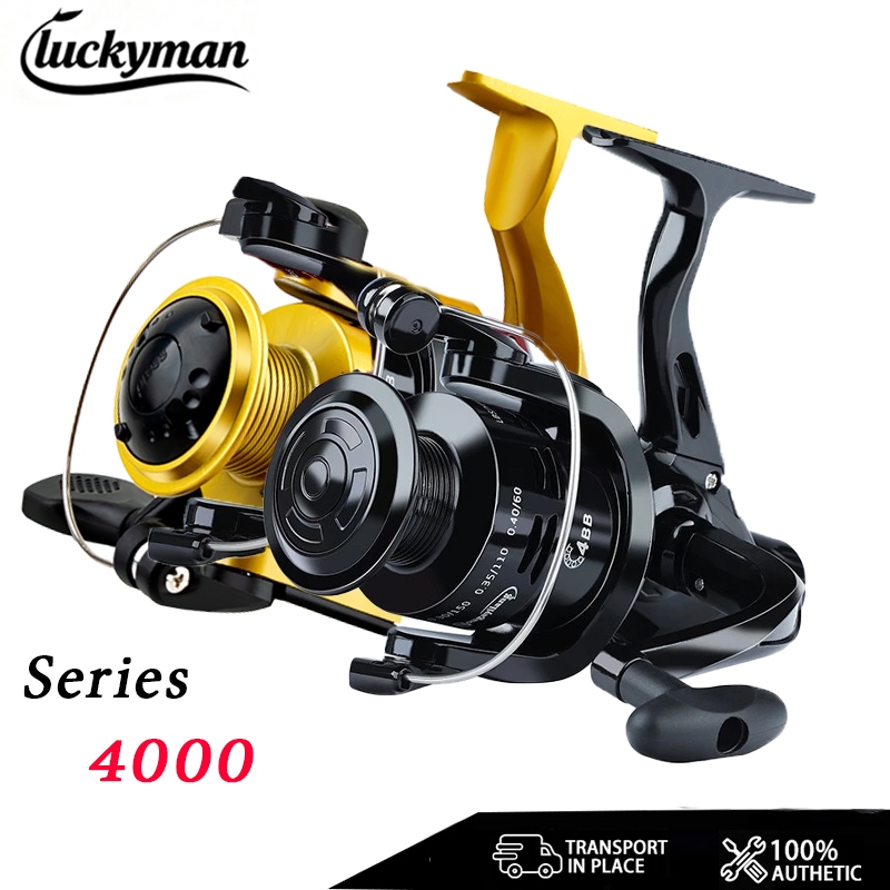 luckyman รอกตกปลา รุ่น 4000 อัตราทดเกียร์ 4BB 5.2: 1: สีดํา，เงิน,ทอง
