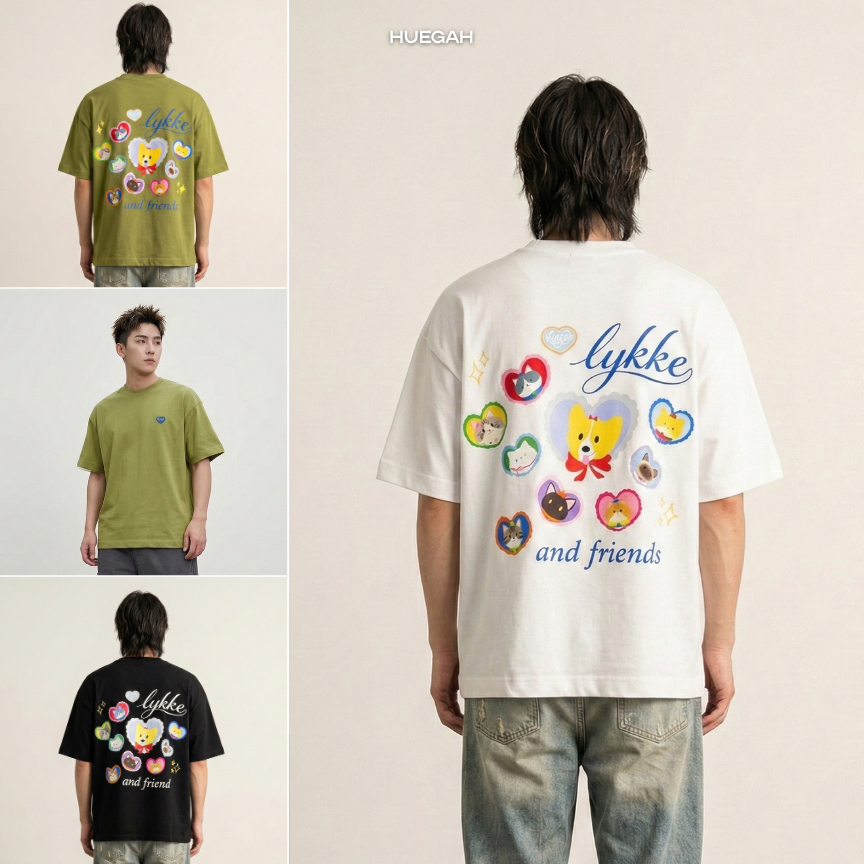 HUEGAH Lykke & Friends T-Shirt (Cats Edition) เสื้อยืดลุกกะและแกงค์แมว ไซซ์ใหญ่