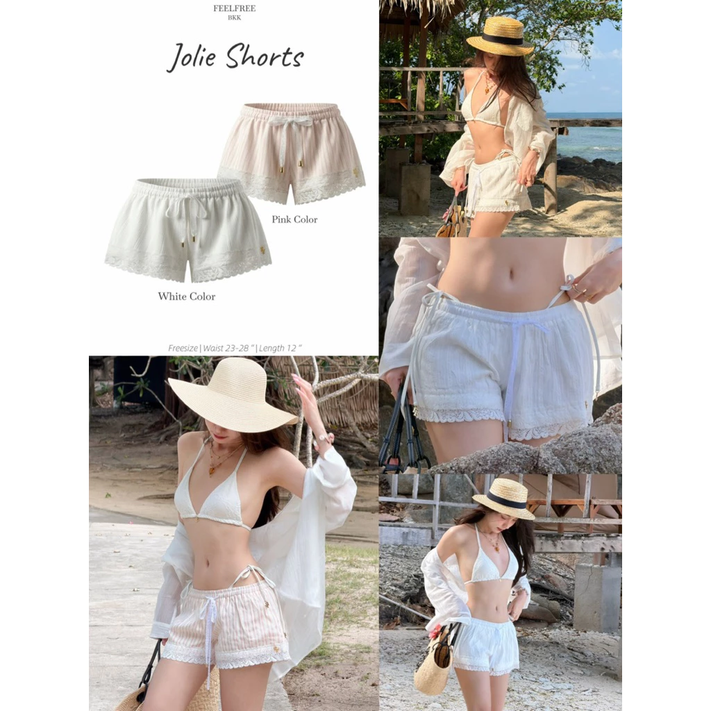 Jolie Shorts กางเกงขาสั้นลูกไม้ เนื้อผ้าCottonพรีเมียม มีซับในทั้งตัว ทรงสวยมาก