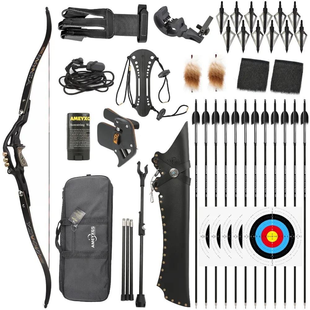61" ILF Recurve Bow Set 20-50LBS,  Full Archery Accessory Kit for Hunting & Target Shooting
