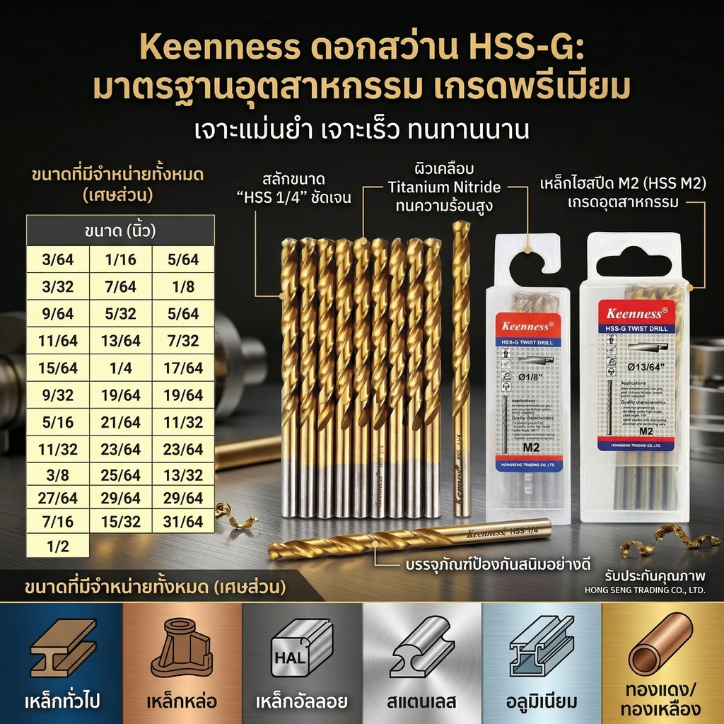 Keenness ดอกสว่านเจาะเหล็ก ขนาด 7 มม. - 13 มม.