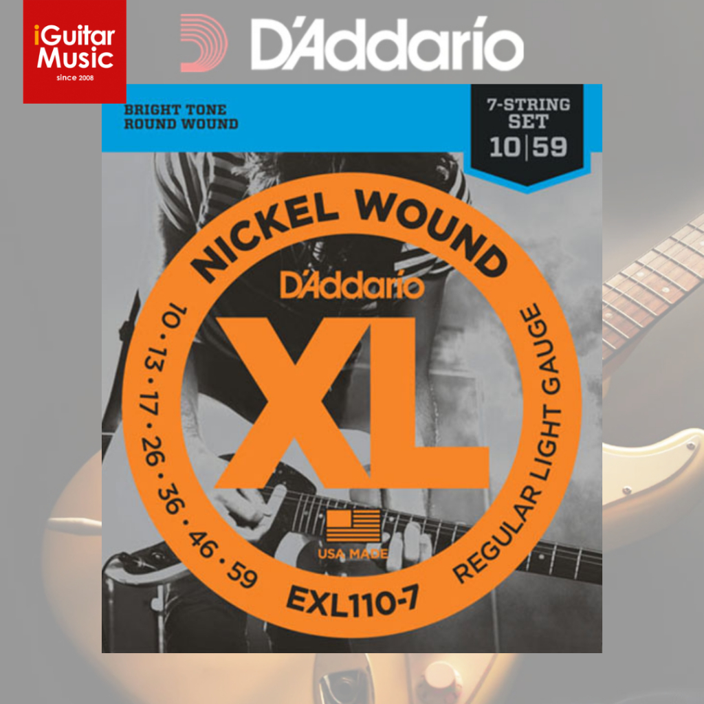 <ของแท้ 100%> D’Addario® EXL110-7 Nickel Wound, 7-String, Regular Light, สายกีตาร์ไฟฟ้า เบอร์ 10-59