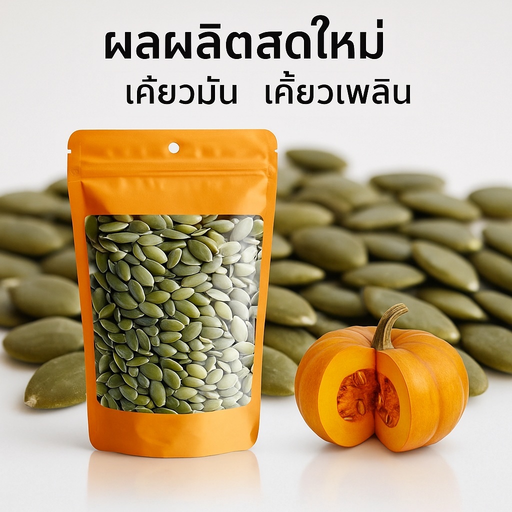 ฟักทองอบกรอบ 200/500กรัม กรอบอร่อย ไม่ใส่น้ำมัน