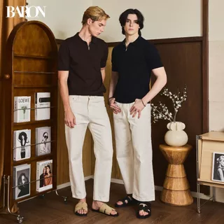 BARON ENZO Smart Zip polo เสื้อโปโลแขนสั้นคอซิป ดีไซน์เรียบหรู ทรง Slim