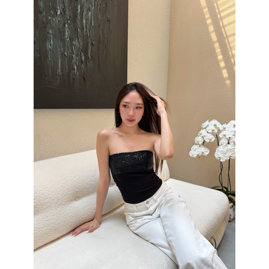 Camila top - เกาะอกตัวยาว ดีเทลเลื่อมตรงอก by shewear.bkk รูปที่ 8